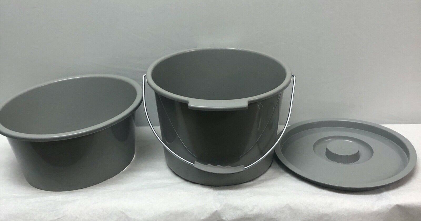 Gray Commode Pail with Lid, 4 Count | CEDESP-173 DIAGNOSTIC ULTRASOUND MACHINES FOR SALE