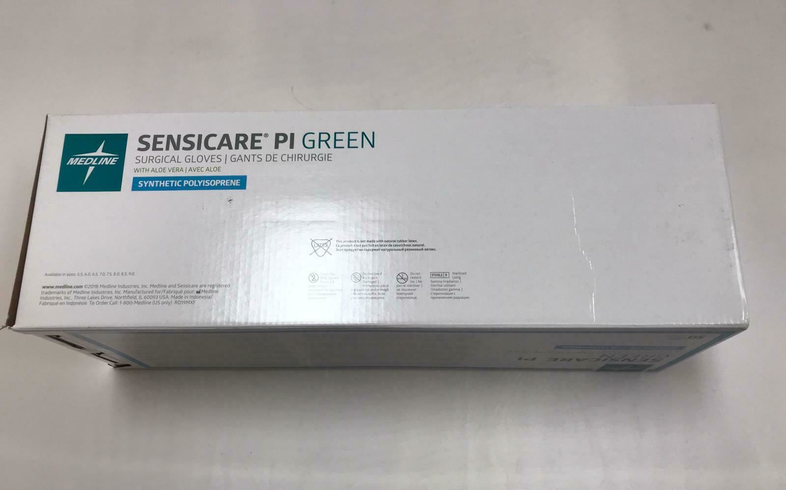 Medline Sensicare PI Green Surgical Gloves MSG9280 8 - 50 Count in Box | CEJ-4 DIAGNOSTIC ULTRASOUND MACHINES FOR SALE