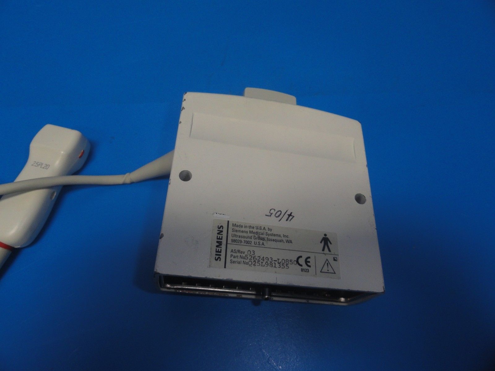 SIEMENS 2.5PL20 P/N 5262493-L0850 SECTOR ULTRASOUND PROBE for Elegra (6083 ) DIAGNOSTIC ULTRASOUND MACHINES FOR SALE