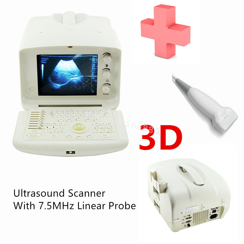 Portable Ultrasound Scanner Machine With7.5MHz Linear Probe+3D Image For Monitor 190891264343 DIAGNOSTIC ULTRASOUND MACHINES FOR SALE