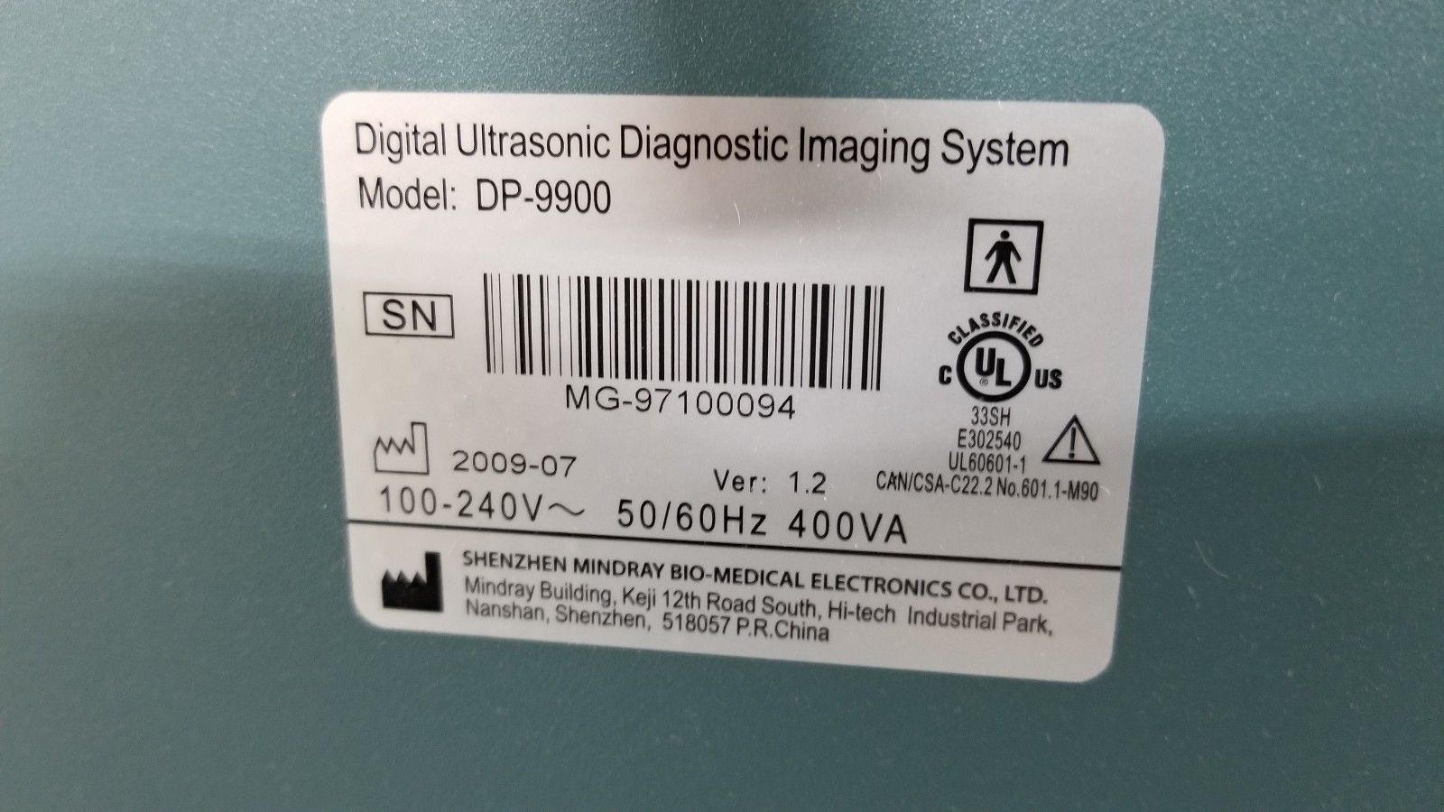 Mindray DigiPrince Model DP-9900 Ultrasound Diagnostic System w/ 2 Transducers DIAGNOSTIC ULTRASOUND MACHINES FOR SALE