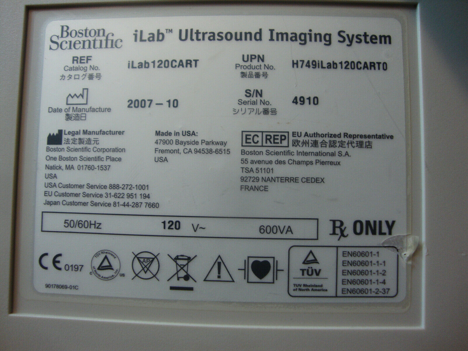MONITOR for BOSTON SCIENTIFIC ILAB ULTRASOUND IMAGING SYSTEM 120CART DIAGNOSTIC ULTRASOUND MACHINES FOR SALE