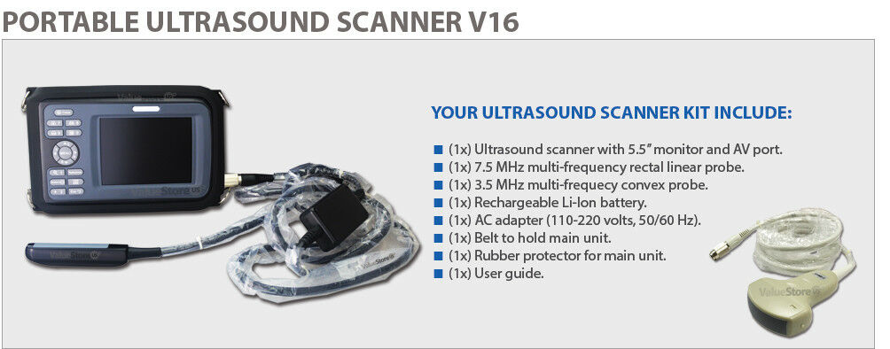 Portable Ultrasound Scanner V16 with 3.5 MHz Convex & 7.5 MHz Rectal Probe DIAGNOSTIC ULTRASOUND MACHINES FOR SALE