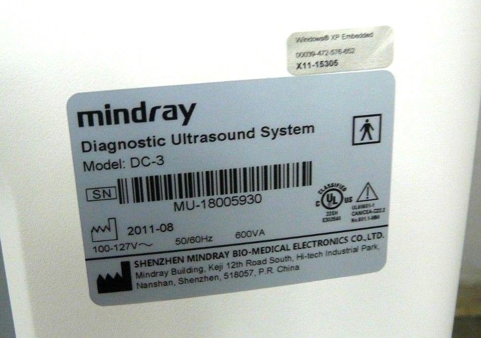 Mindray DC-3 Ultrasound Machine w/ 10L4 Transducer & Sony UP897MD Printer DIAGNOSTIC ULTRASOUND MACHINES FOR SALE
