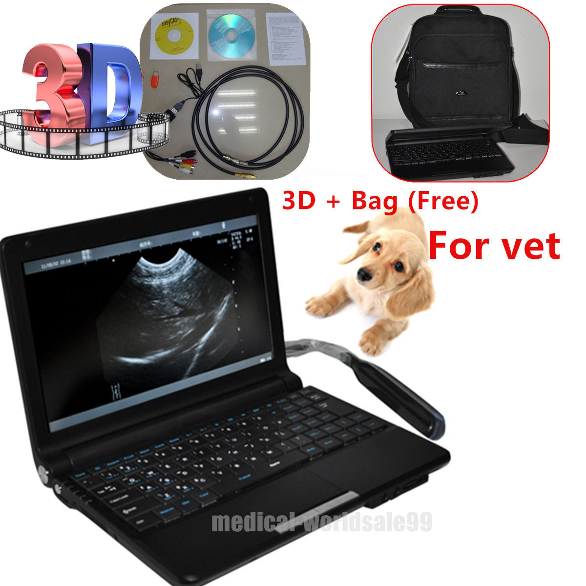 Laptop Machine Veterinary Ultrasound Scanner Covex & Rectal Animal Probe 3D Sale 190891516459 DIAGNOSTIC ULTRASOUND MACHINES FOR SALE