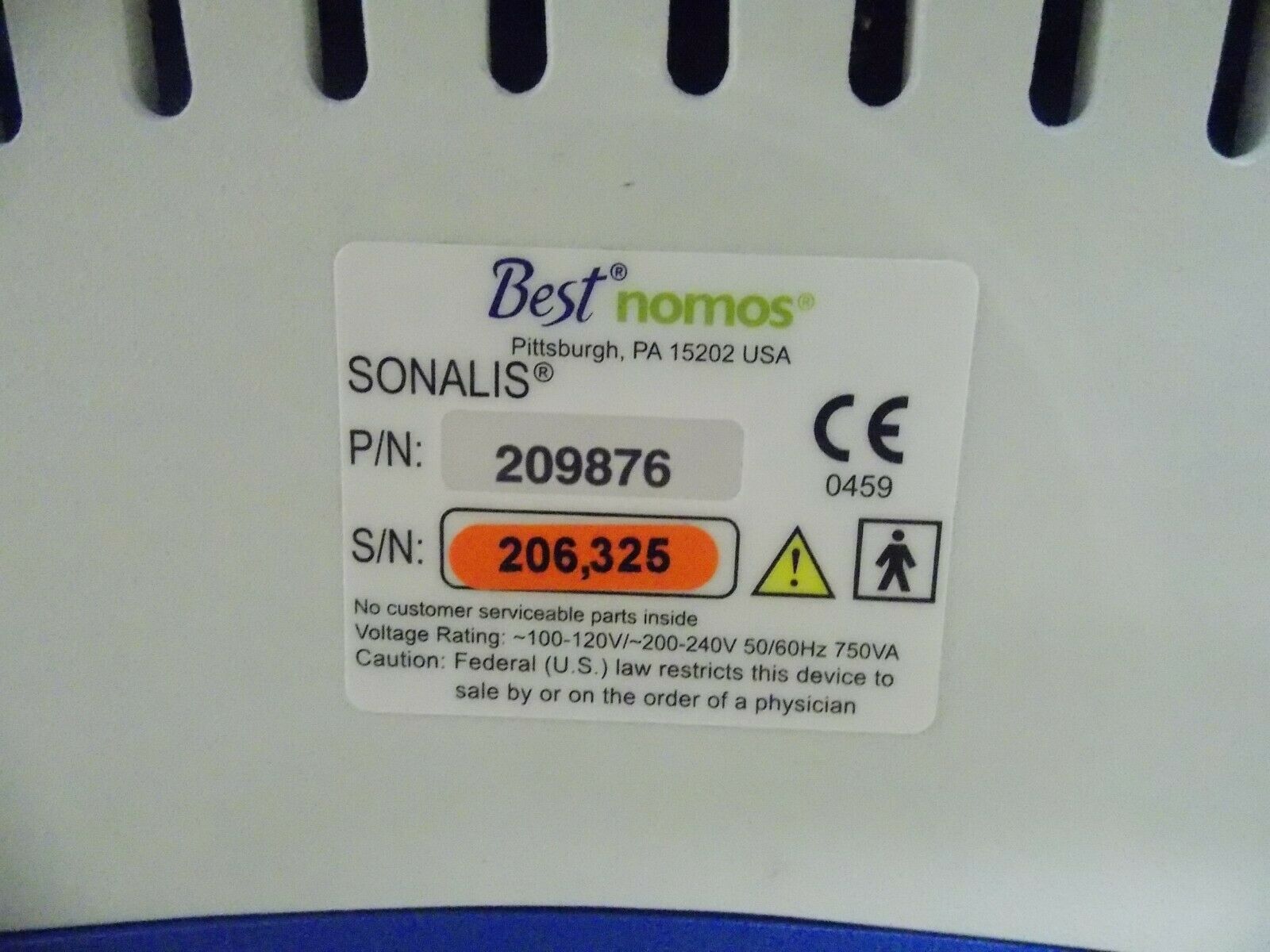 NOMOS P/N 206,326 SONALIS Ultrasound Imaging System DIAGNOSTIC ULTRASOUND MACHINES FOR SALE